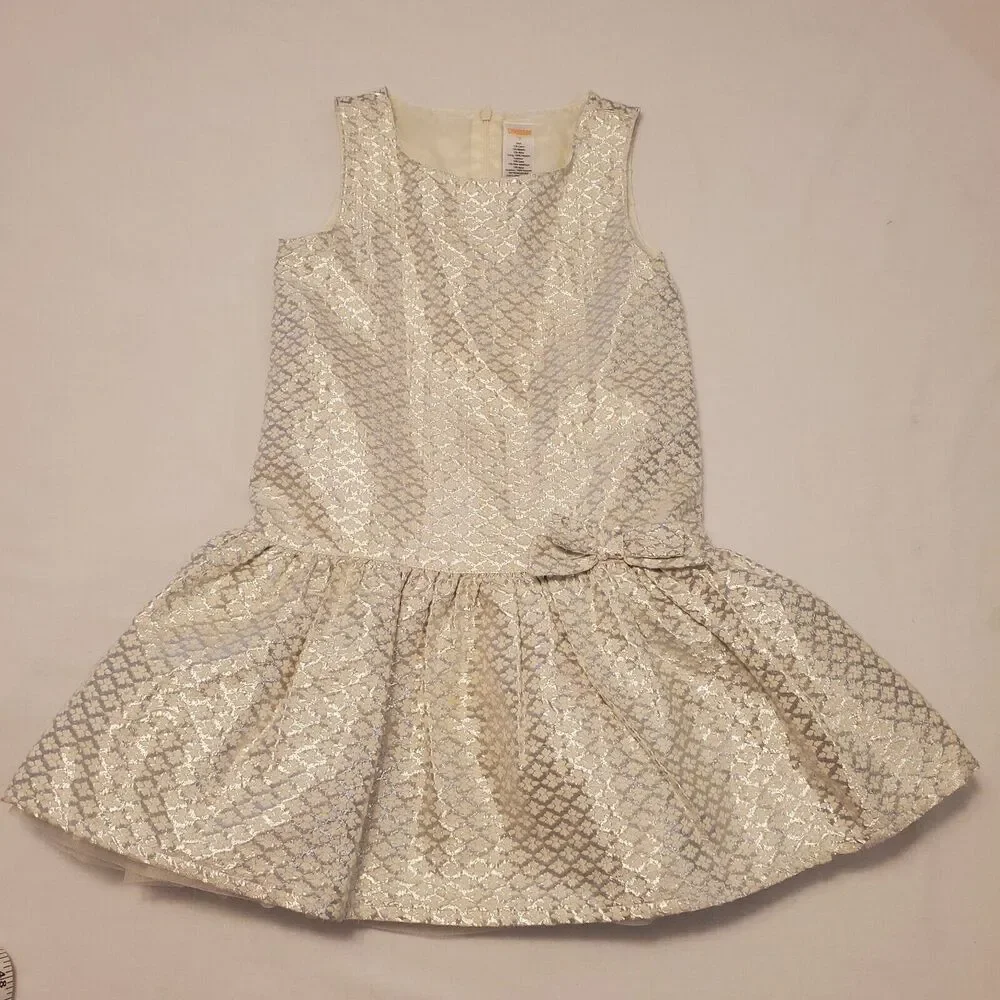Gymboree Girls Sz 7 Silver Crinkle Formal Dress Fancy Tulle Event